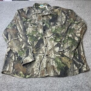 vtg RedHead Shirt Mens XL Green Camo Long Sleeve Button Up Twill Realtree Hunt